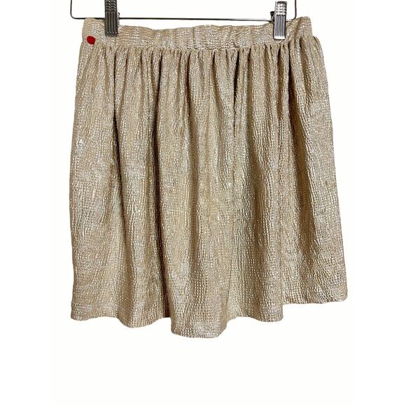 Anthropologie Pins & Needles Metallic Gold Mini Skirt Size Medium - Picture 4 of 6